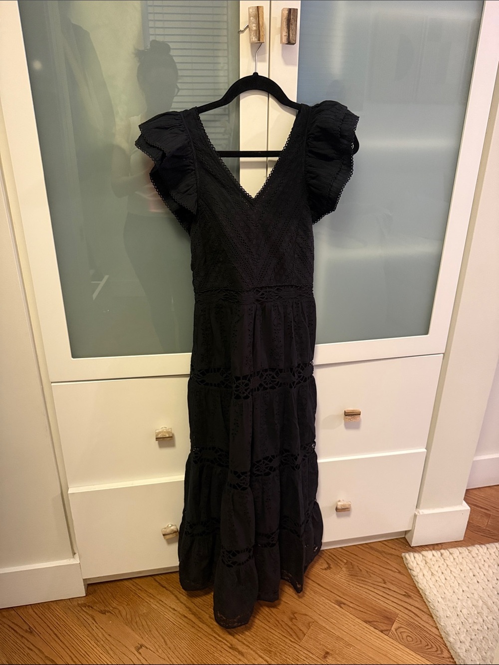 Sea New York Georgina Black Eyelet Midi Dress - Picture 1 of 5